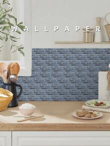 6入組現代風格藍色圖案人造大理石磁磚牆貼,10x20cm,適合臥室、客廳和廚房裝飾,有效解決裂縫和划痕,適合復古和極簡主義家居裝修,可拆卸和自粘pvc Diy牆藝 - 酒紅色 - 查看 4