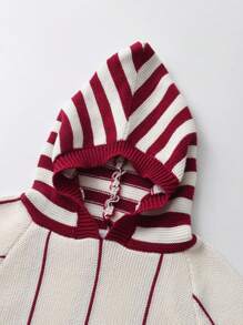 BOARNSEORL 女婴连帽毛衣斗篷上衣，长袖，时尚优雅，适合日常外出、旅行、派对、生日晚会 - 酒紅色 - 查看 7