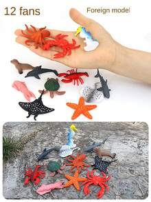 12入組迷你海洋動物模型玩具-海星、魟魚、龍蝦、海龜、鯊魚、章魚、魷魚、海馬-塑料海洋套裝可攜玩具,適合兒童 - 彩色 - 查看 5
