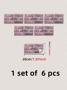 6 cái/bộ Phong cách hiện đại Hoa văn đá cẩm thạch Tường Ngói Hình dán 10x20cm , Đỏ  Chủ đề , Đối với Che phủ Vết nứt Và Vết trầy xước , Thích hợp Đối với Phòng ngủ , Phòng khách , Phòng bếp Đồ trang trí , Có thể tháo rời PVC Keo dán Hình nền , DIY Nhà  Trang trí Hình dán - Màu Hồng Tươi - Xem 8