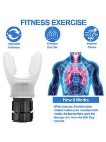 1pc Adjustable Lung Exerciser Breathing Trainer, Black/white - Black and White - View 4