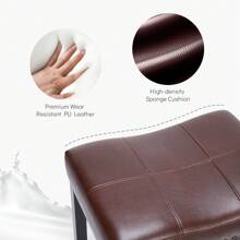 Sweetcrispy 2 PCS Saddle Bar Stool Kitchen Stools, Sturdy Steel Frame - 棕色 - 查看 5