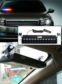1pc 12V Red & Blue 12 LED Car Strobe Light, Suction Cup Flashing Light Warning Lamp, Use With Car Cigarette Lighter, Install On Front Windshield