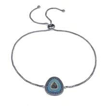 Micro-set Cubic Zirconia Pull Adjustable Bracelet, Fashionable & Simple Bangle - Blue - View 5
