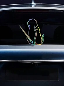 Dog And Cat Rear Wiper Sticker For Car Funny Cartoon Moving Tail Animal Wave Wiper Decals Waterproof Rear Windshield Wiper Blade Stickers For Truck Suv Decor - Color - View 3