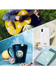 500 Piezas Rollo De Pegatinas Cristianas Inspiradas, Pegatinas De Versículos Bíblicos, Pegatinas De Flores Perfectas Para Botella De Agua, Portátil, Decoración De Álbum De Recortes, Regalos Cristianos, Suministros De Diario De La Biblia - Multicolor - Ver 9