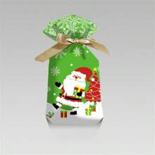 10入組聖誕禮物袋帶絲帶束口,糖果包裝袋,水果安全袋,禮物袋 - 款式 3 - 查看 1