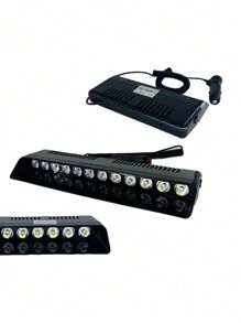 1pc 12V Red & Blue 12 LED Car Strobe Light, Suction Cup Flashing Light Warning Lamp, Use With Car Cigarette Lighter, Install On Front Windshield