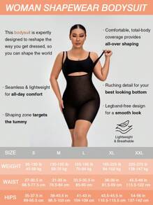 Women's Mesh Sculpting Tummy Control Butt Lift Thigh Slimmer Mid-thigh Shapewear Bodysuit - Black - View 7