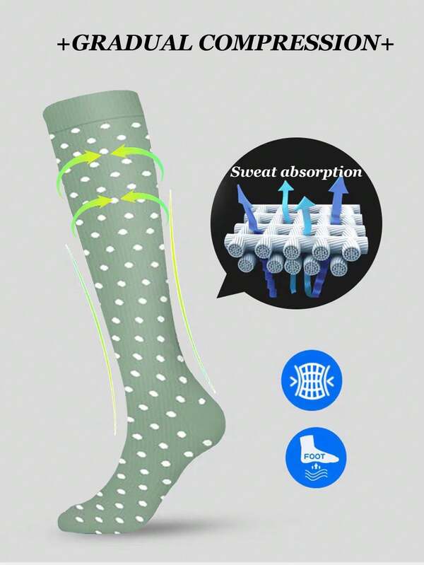 3 Pairs Nylon Copper Wellow Compression Socks Women Men 1515 mmhg Knee