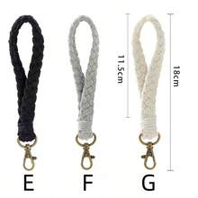 Soft Macrame Keychain Boho Handmade Wristlet Bracelet Keyring Vintage Wrist Lanyard Weave Exquisite Holder For Women 1pc    .   Color does not change, two styles random - Multicolor - View 8
