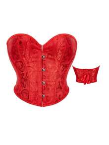 Red Overbust Corset - 紅色 - 查看 4