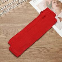 1 Cặp Găng tay giữ ấm tay không ngón có tay áo màu trơn Găng tay nữ khuỷu tay dài tay giữ ấm tay áo dệt kim tay giả - Đỏ - Xem 2