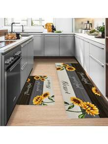 1PC Sunflower Kitchen Mat, Non-Slip Kitchen Rugs, Polyester Anti-slip Floor Mat for Laundry Room - Multicolor - View 5
