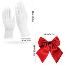 Conjunto De 3 Piezas Disfraz De Conejo Blanco De Pascua Con Oreja De Conejo Y Sombrero De Copa, Sombrero De Felpa Con Orejas De Conejo, Guantes Blancos, Disfraz De Conejo Incluye 1 Sombrero Alto Con Orejas De Conejo Para Disfrazarse - Multicolor - Ver 3