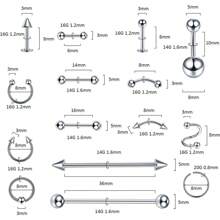 150pcs Stainless Steel Basic Daily Body Piercing Jewelry Set, Unisex, Fashionable And Simple - Silver - View 3