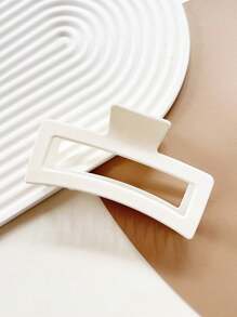 1pc Large Beige Square Hair Claw Casual,Hair Accessories,Claw Clips,Hair Jaw Clip,Hair Clutch Fall Winter Hair Clip For Vacation Outfits Woman - White - View 4