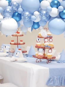 96入組5in / 10in / 18in白色和藍色金屬閃亮氣球套裝,用於第一個生日主題派對裝飾,新年和聖誕節烘托氣氛,攝影裝飾和編排服裝