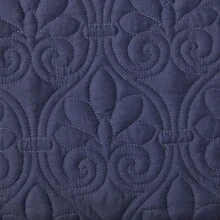 3 Piece Split Corner Pleated Quilted Bedspread - Navy - View 5