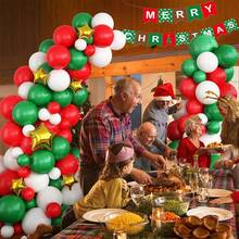 107入組聖誕氣球花環拱道套件,綠色白色紅色聖誕氣球花環拱道套件,乳膠氣球金星箔氣球聖誕橫幅,適用於聖誕派對裝飾、新年派對用品