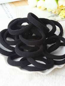 20入組女士黑色,高彈力皮革帶,綁頭髮和加厚髮圈