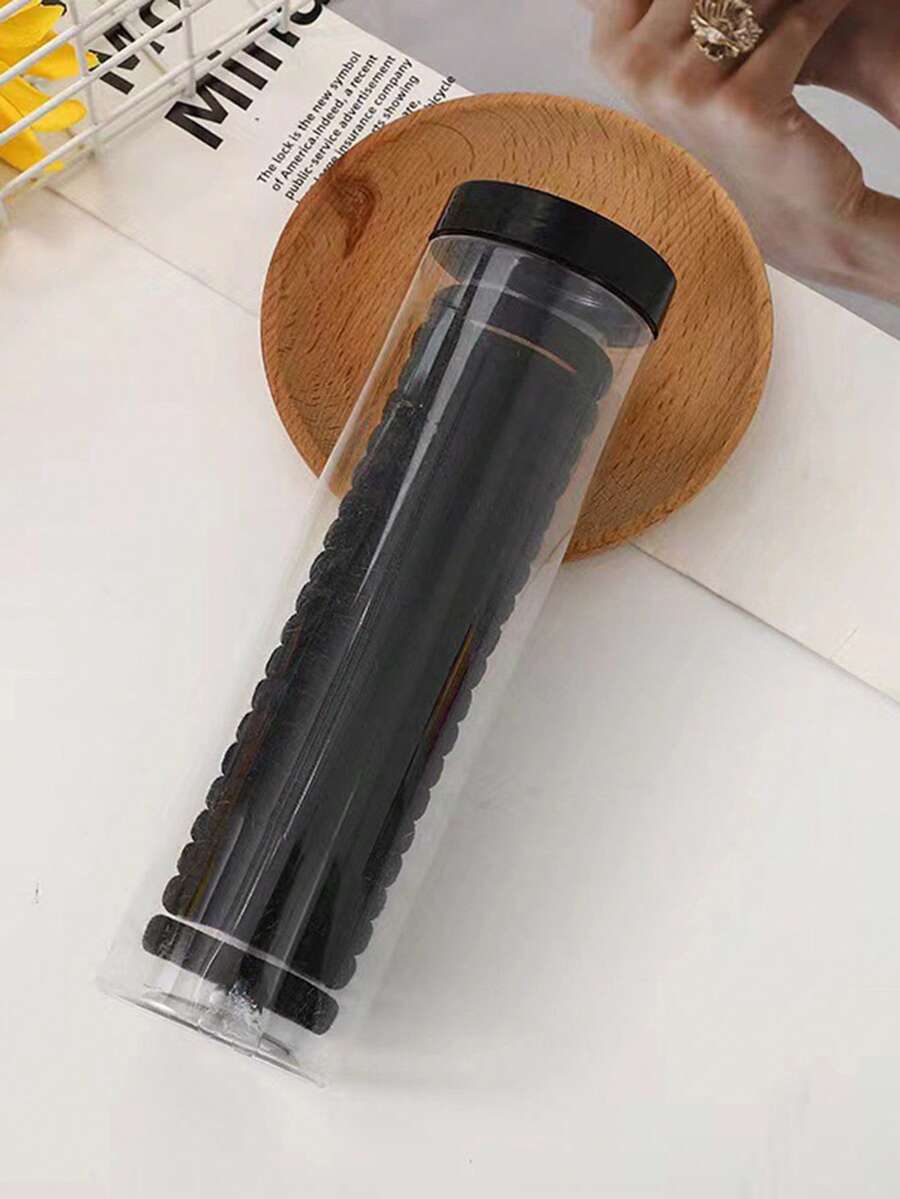 20入組女士黑色,高彈力皮革帶,綁頭髮和加厚髮圈