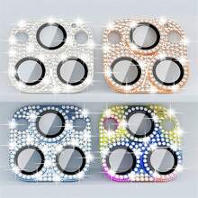 鑲嵌鑽石金屬相機鏡頭保護器，適用於Apple iPhone 15 Pro Max 14 13 12 11，防刮花 - 黑色 - 查看 7