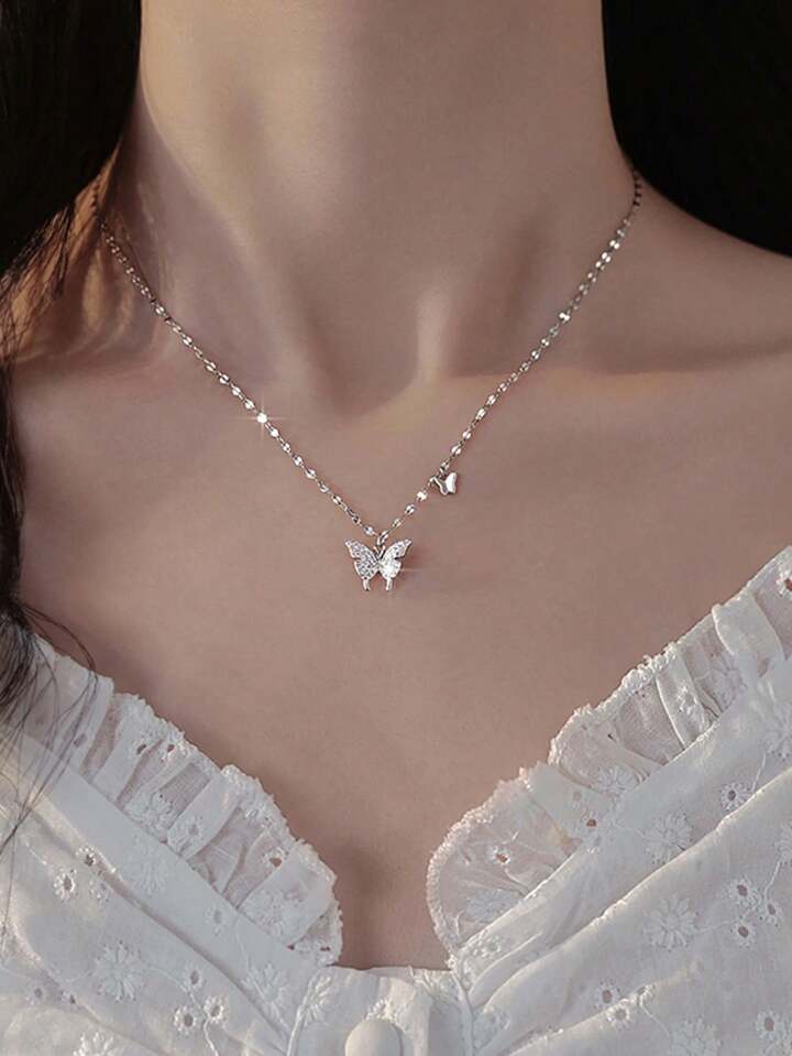 お洒落！ シルバー 蝶々 Butterfly ブリンブリン BIG ネックレス シルバー バタフライ ネックレス – GILA JEWELZ