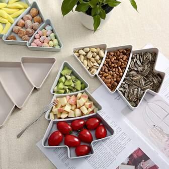 1入聖誕小吃托盤，懶人零食盒，塑料糖果托盤，果仁和水果服務托盤，派對和家居裝飾