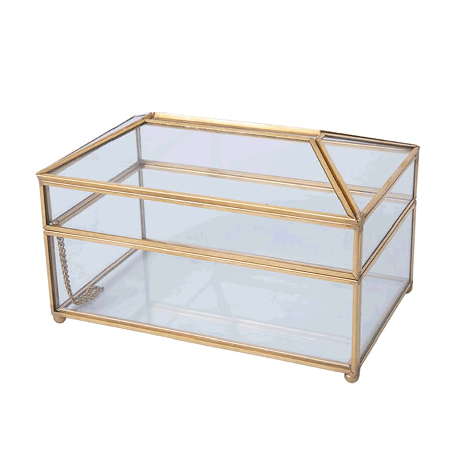 1pc Creative Luxury Glass Tissue Box With Mirror Surface, Transparent Dustproof Napkin Holder For Home, Hotel, Restaurant, Bathroom Storage Organizer - Beige - View 1