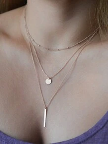 3 件/套時尚首飾多層頸鍊項鍊圓形長吊墜項鍊女士精美配件禮物