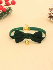 1 Miếng Chất rắn Tối Màu xanh lá Nơ uốn Pet Vòng cổ Đối với Nhiếp ảnh Đồ trang trí - Màu xanh lá cây đậm - Xem 4