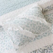 Chăn bông 100% cotton 6 cái/bộ in hoa, khâu hai mặt, tất cả các mùa, khăn phủ bàn nhẹ Lớp trải giường tồi tàn sang trọng, khăn trải giường phù hợp, trang trí nội thất - Nước - Xem 6