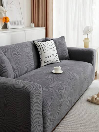 1pc Solid Four-Season Elastic Slouchy Couch Cover Plus Antiskid Pet Sofa Slipcover Universal Stretch Sofa Protector For L Sectional Sofa And 1/2/3/4 Seater Sofa With Pillowcase