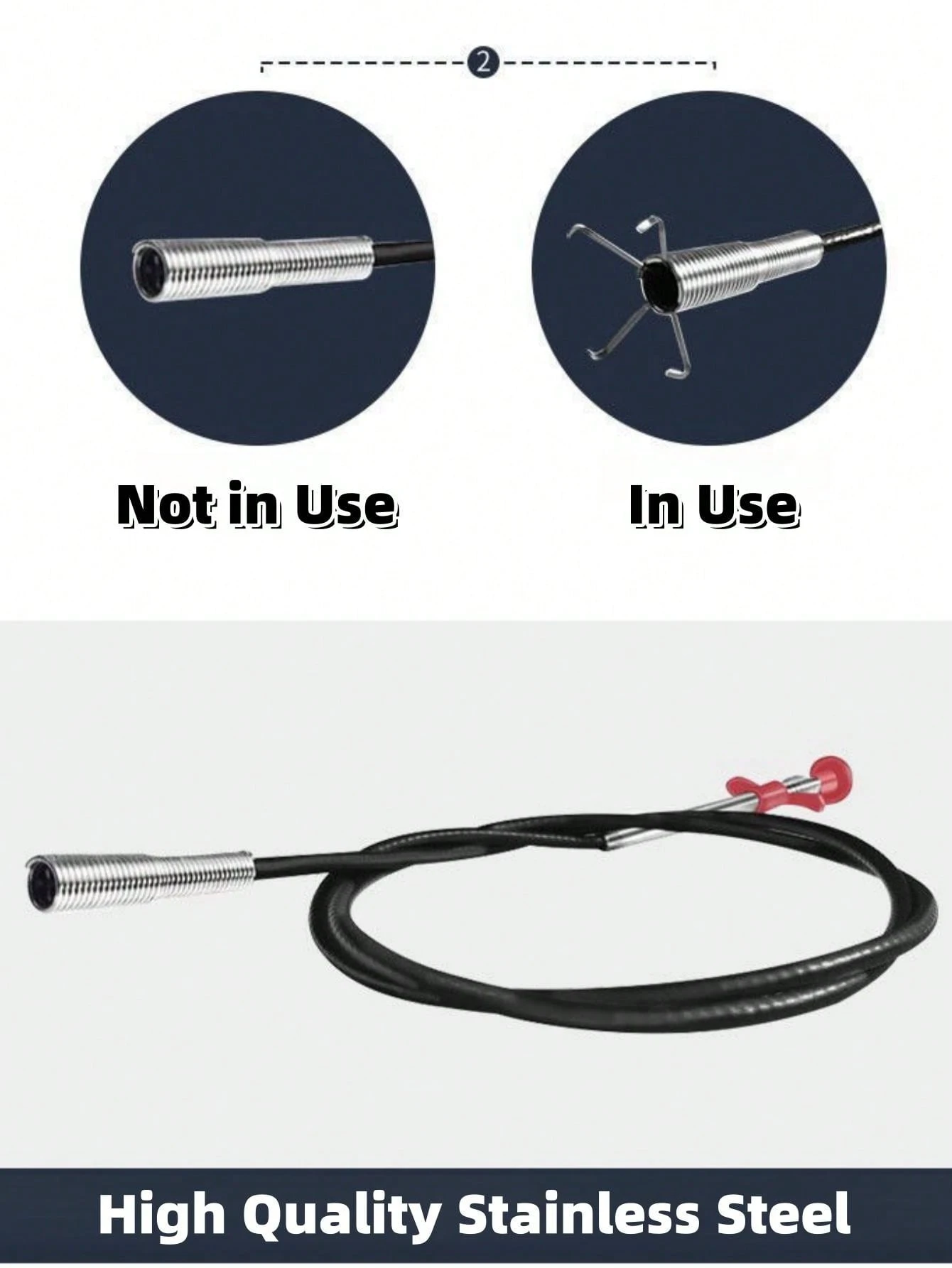 1.6m Drain Cleaner With Handle, Bathroom Toilet Floor Drain Sink