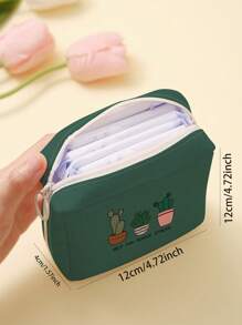 1 Cartoon Cactus Pattern Menstrual Pad Storage Bag Coin Bag Cosmetic Bag Sanitary Napkin Storage Bag - Multicolor - View 4