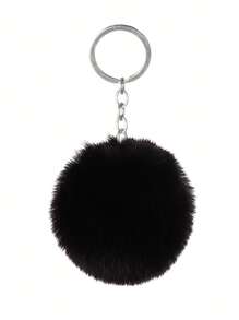 1 pièce Porte-clés boule de fourrure avec décoration de voiture noire créative pour sacs et accessoires de voiture d'utilisation quotidienne, charm de sac à dos pour l'école