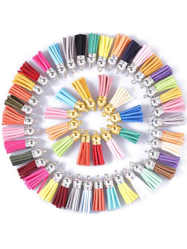 20Pcs Leather Tassel Charms Gold Silver Cap Earring Fringe Keychain Pendant Straps Suede Tassels Diy Jewelry Accessories