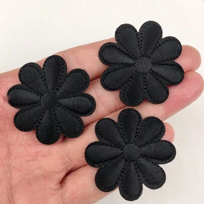 3片装女士向日葵刺绣熨烫贴片，适用于衣服、羽绒服、裤子、外套、桌布、窗帘、DIY装饰、服装配饰和缝纫用品，情人节、夏季、学校等场合适用。