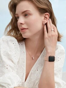 波希米亞雕刻錶帶適用於蘋果手錶帶41mm 40mm 38mm女士男士女孩,波西米亞設計師運動軟矽膠華麗時尚帶子,適用於series 9/se/8/7/6/5/4/3/2/1 - 玫瑰粉 - 查看 3