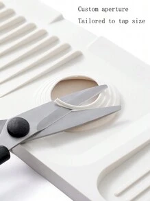 1pc Random Kitchen Sink Splash Guard, Kitchen Guard For Faucet, Kitchen Splash Guard For Sink, Silicone Faucet Mat, Sink Splash Guard Behind Faucet - White - View 5