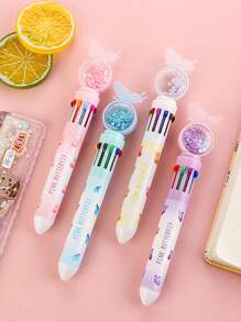 1pc Random Ten Colors Butterfly Glitter Ballpoint Pen