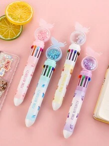 1pc Random Ten Colors Butterfly Glitter Ballpoint Pen
