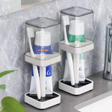 1 件套牙刷架带漱口杯，情侣牙刷收纳架，牙刷收纳整理器，简约牙刷架和浴室玻璃杯套装，浴室配件家居浴室装饰夏季 - 白色 - 查看 10