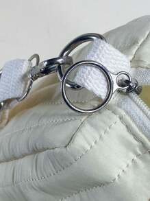 1pc Beige Cherry Embroidery Outdoor Casual Bag With Strap Sewing & Comfortable Handle, Multi-functional Travel Cosmetic Bag Or Handbag For Hiking And Daily Use