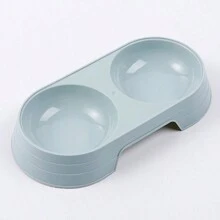 1pc Macaron Colored Plastic Double Bowl Feeder For Small Pets - Blue - View 6
