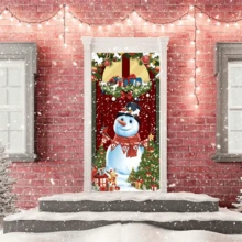 1入組,聖誕雪人門罩掛牆裝飾標誌,前門聖誕裝飾戶外裝飾71x35英寸。聖誕節裝飾,聖誕節家居裝飾,聖誕快樂,好看的門掛