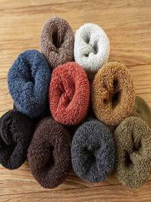 5pairs/set Men's Thickened Warm Fleece Crew Socks With Plush Soles For Autumn And Winter - Multicolor - View 4