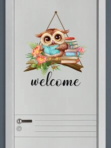 1pc English Cartoon Animal Background Sticker For Bedroom Furniture Decoration - Multicolor - View 3