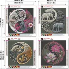 4 Stücke/Set Diamant Malerei Set, Aufgerüstetes Diamant Kunst Handwerksset für Erwachsene, Vollbohrung Diamant Stickerei glitzernde Diamant Malerei Bild, geeignet als Wand Dekoration Geschenk, 30 x 30 cm